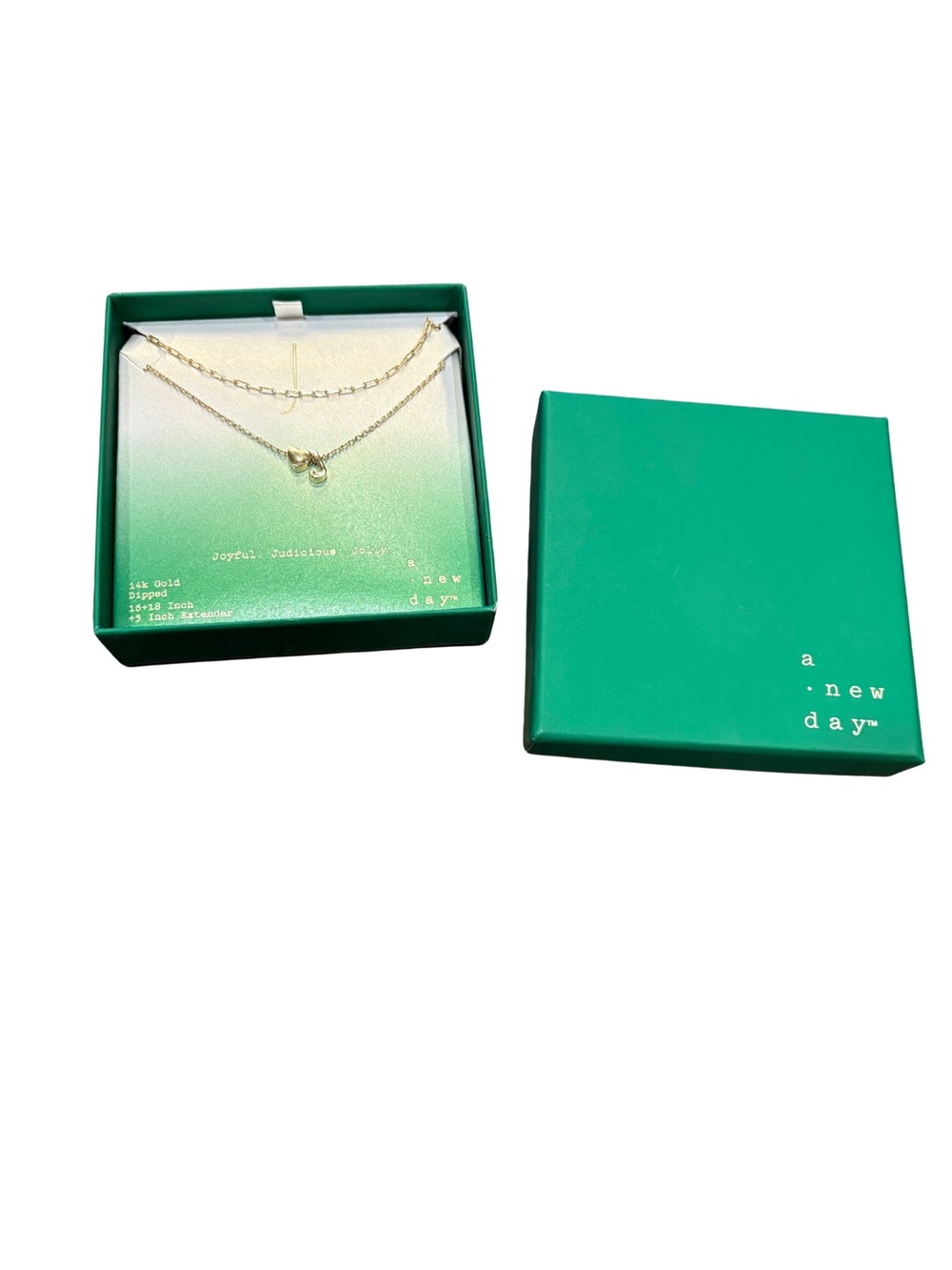 A New Day $20 14k Gold Dipped Layered Initial "J" Necklace Set NIB